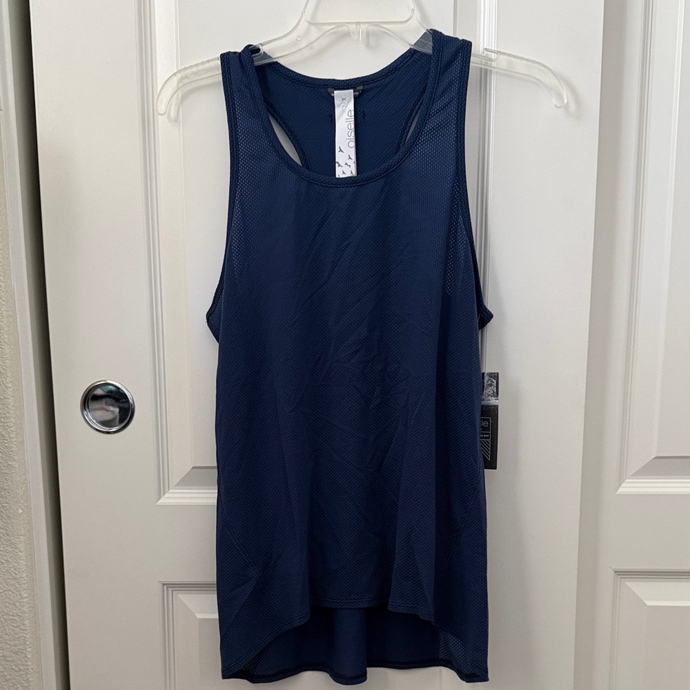 Oiselle Flyout Racerback Tank size 10 deep blue